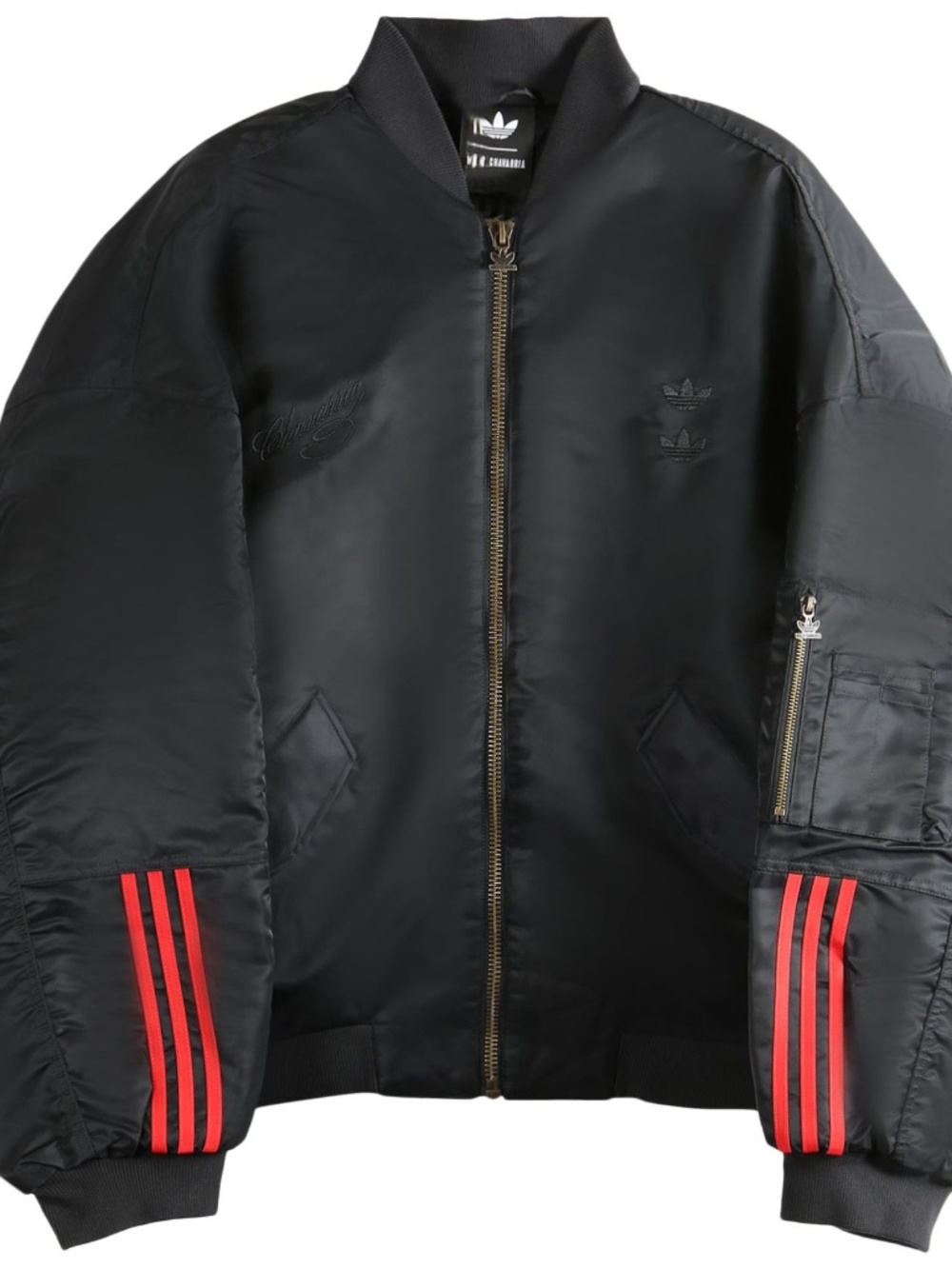 Willy Chavarria x Adidas Satin Bomber Jacket Black Red KD9361 Oversized Size L